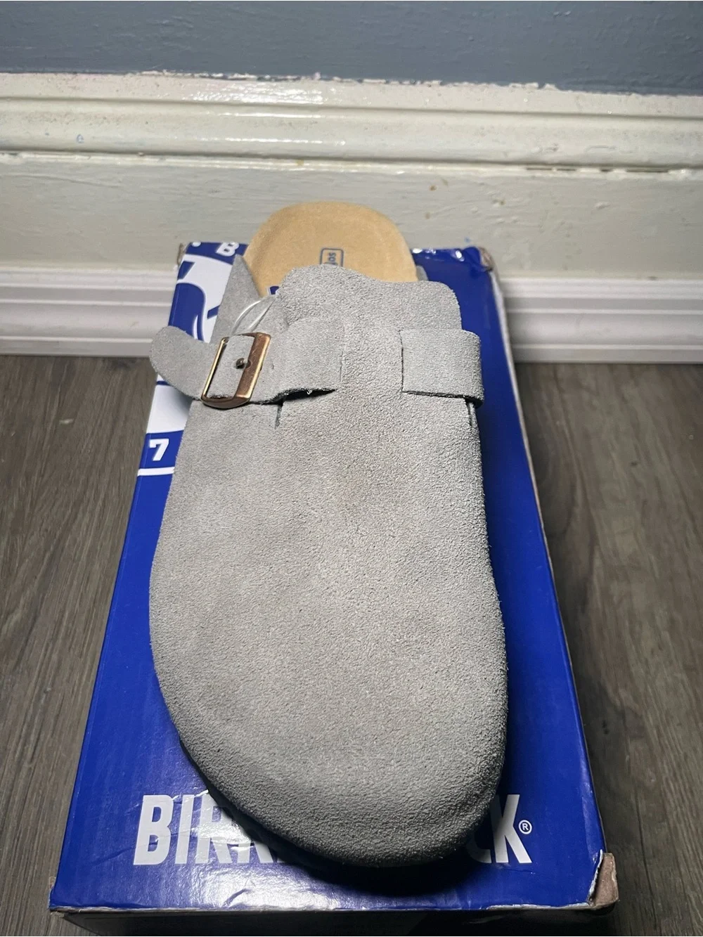 Birkenstock Boston Clog Light Grey Suede Men’s Size 10.5 / EU 44